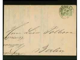 “HAMBURG I.A. 31.DECBR.71” (Spalink 17-1) klar auf Norddeutscher Postbezirk ⅓ Gr. gezähnt auf Drucksachenfaltbrief nach Berli