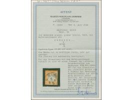 “HAMBURG I.A. 5.OCTBR.74” (Spalink 17-3M) ohne Zeigruppenriegel undeutlich auf loser Marke großer Schild ½ Gr. orange. Die fa