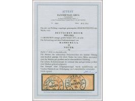 “HAMBURG I.A. 22.NOVBR.74” (Spalink 17-4M), zweimal klar ohne Zeitgruppenriegel auf senkrechtem Dreierstreifen großer Schild 