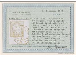"HAMBURG** 31.DECBR.(74) (Spalink 17-6) ohne Jahreszah (nur von diesem Tag bekannt)l klar auf großer Schild ⅓ Gr. grausmaragd