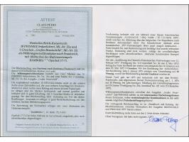 “HAMBURG** 10.FEBR.75” (Spalink 17-7) unterschiedlich klar auf großer Schild 1 Gr. karmin und zwei Einzelmarken 10 Pfge bräun