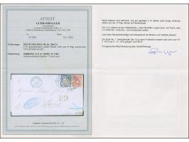 “HAMBURG 27.MÄRZ.75” (Spalink 17-9) zweimal klar auf kleiner Schild 2 Gr. grauultramarin mit Plattenfehler “linke Wertziffer 