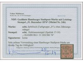 “HAMBURG** 31.DECBR.74” (Spalink 17-10) klar auf loser Marke Norddeutscher Postbezirk Stadtpostmarke (½ Sch.) gezähnt. Die fa
