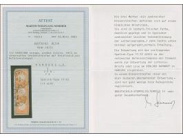 “HAMBURG-L.E. 3.JAN.75” (Spalink 17-12) ohne Zeitgruppenriegel zweimal klar und fast komplett auf Dreierstreifen großer Schil