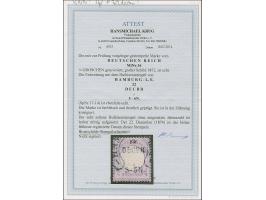 “HAMBURG-L.E.22.DECBR (74)” (Spalink 17-14) ohne Jahreszahl klar auf loser Marke großer Schild ¼ Gr. grauviolett. Die farbfri