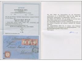 “KÖNIGSBERG i. PR. P.A. OSTBHF 11.AUG.74” (Spalink 20-2) mehrfach klar auf angetrennten Dreierstreifen und Einzelwert großer 