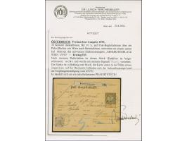 1890, Kaiser Franz Josef 30 Kr. dunkelorangebraun/schwarz auf Post-Begleitadresse-Karte 5 Kr. braun von “MINORITENPLATZ WIEN 