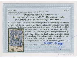 “MARKIRCH 24.APRIL.80” (Spalink 24) klar auf loser Marke 20 Pfge ultramarin mit Zwischensteg unten. Die farbfrische Marke hat