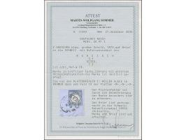 “MARKIRCH 31.OCTBR.73” (Spalink 24) etwas undeutlich auf großer Schild 2 Gr. grauultramarin mit Plattenfehler “heller Fleck i