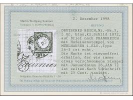 “MÜHLHAUSEN i. ELS. 26.JAN.72” (Spalink 26-3) recht klar auf kleiner Schild 2 Gr. grauultramarin auf komplettem Faltbrief mit