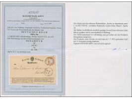 “OSNABRÜCK 22.AUG.72 (Spalink 30-1) klar auf kleiner Schild ½ Gr. rötlichorange mit Plattenfehler ”Kerbe im Innenkreis unter 