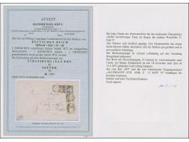 “STRASSBURG i. ELS. BHF. 12.SEPTBR.73” (Spalink 36-2) mehrfach klar auf kleiner Schild 5 Gr. im waagerechten Dreierstreifen, 