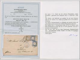 “STRASSBURG i. ELS. BHF. 22.APRIL.74” (Spalink 36-2N) mehrfach recht klar auf zwei Einzelmarken 2 Gr. grauultramarin, die unt