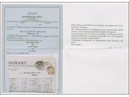 “HAMBURG** 26.SEPTBR.74” (Spalink 17-6) zweimal klar auf großer Schild ¼ Gr. grauviolett und ½ Gr. orange als tarifgerechte F