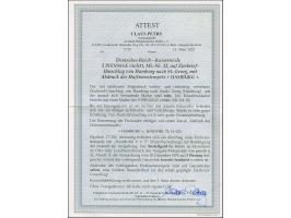 “HAMBURG 18.NOVBR,75” (Spalink 17-10) sehr klar auf 5 Pfge violett auf farblos geprägtem Zierbrief als Ortsbrief nach St. Geo