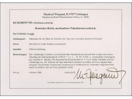 “COELN 1*a 2…76” (Spalink 4-13y2) zweimal etwas undeutlich auf kompletter Paketkarte ohne Taxierung bzw. Frankierung (Porto v