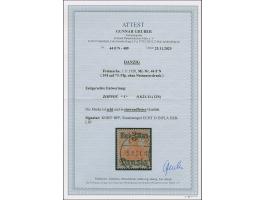 3 M. auf 7½ Pfg. ohne Netzuntdruck, mit zeitgerechter Entwertung “ZOPPOT *f* 9.8.21”, in einwandfreier Erhaltung, sign. Kniep