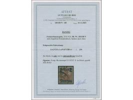 2 M. auf 35 Pfg. mit doppeltem Netzunterdruck, Spitzen nach oben, mit zeitgerechter Entwertung, in einwandfreier Erhaltung, s