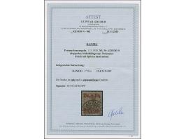 1¼ M. auf 3 Pfg. mit doppeltem Netzunterdruck, Spitzen nach unten, mit zeitgerechter Entwertung “DANZIG (*5e) 15.4.21”, in ei