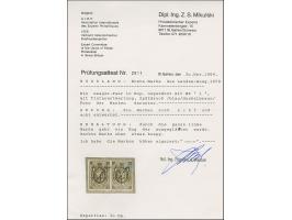 10 kopeck brown &amp; blue, horizontal pair with mostly wide margins, just touched at upper right, used with pen crosses. Lef