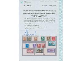 1943, Freimarken 1-25Q. einheitlich mit Aufdruckfehler “lange 1 von 14”, Aufdruckfeld 41 bzw. 46, meist Randstücke, die Höchs