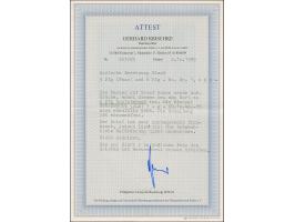 1940, Hindenburg 6 Pfg. mit kopfstehendem Aufdruck zusammen mit 3 Pfg. im waagerechten Paar mit Stempel “STRASSBURG (ELS) 1 0