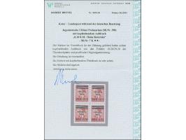 1944, 0,10 M. mit kopfstehendem Aufdruck, Viererblock von den Aufdruckfeldern 19-20 sowie 29-30, postfrisch, tadellos, teils 