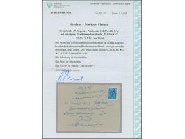 1941, Arbeiter 30 K. blau, mit kopfstehendem roten Aufdruck “PLESKAU”, sauber mit Stempel "PSKOW 8 8 41" auf portogerechtem S