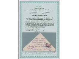 1941, Eisbrecher “Sedow” 30 K. mit rotem Handstempelaufdruck “PLESKAU”, sauber mit blauem Stempel “PSKOV -7 8 41” auf Dreieck