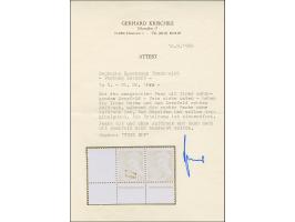 1945, Merkurkopf 10 C. im waagerechtes Unterrandpaar mit Leerfeld in Markengröße, das Leerfeld und die linke Marke mit Handst