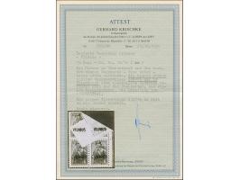 1941, Arbeiter 15K., Viererblock aus der rechten oberen Bogenecke, die beiden oberen Marken infolge Bogenumschlags mit Aufdru