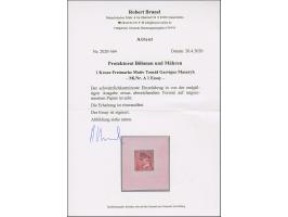 1939, Masaryk 1 K. schwärzlichkarminrot, Einzelabzug vom Urstöckel auf ungummiertem Papier (44x51mm), tadellos, sign. Karasek