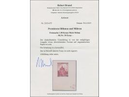 1939, Landesmuseum und Turm Brünn 1,50K., dunkelkarmin, Einzelabzug in von der endgültigen Ausgabe etwas abweichendem Format 