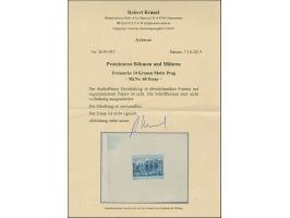 1940, Waldstein-Palais Prag 10K., dunkelblau, Einzelabzug in abweichendem Format, die Schriftleisten sind nicht vollständig a