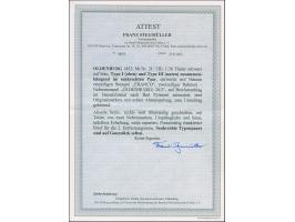 1/30 Th. auf blau, Type I und III (unten) im senkrechten Paar mit blauem L1 “FRANCO” auf Briefkuvert im Damenformat der 2. En