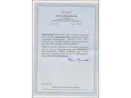 1/30 Th. auf blau in Type III im waagerechten Paar mit 3,5-4,5 mm Bogenrand unten, mit blauem Rahmenstempel “VECHTA 16.10.(57