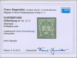 1/15 Th. auf rosa, allseits vollrandig, ungebraucht ohne Gummi, in einwandfreier Erhaltung, Kurzbefund Stegmüller BPP (2014)