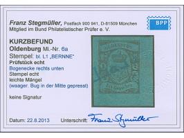 1 Gr. lebhaftgraublau aus der rechten unteren Bogenecke mit 5-6 mm Bogenrand, sauber mit blauem L1 “BERNE”. Die farbfrische M