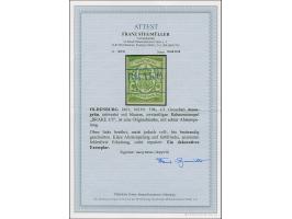 ⅓ Gr. moosgrün, die farbfrische Marke mit blauem Rahmenstempel “BRAKE 3.3” ist meist voll- bis breitrandig geschnitten, nur o