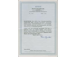 1 Gr. dunkelblau im waagerechten Paar mit blauem Rahmenstempel “GROSSENMEER 20.2.” als tarifgerechte Mehrfachfrankatur auf Fa