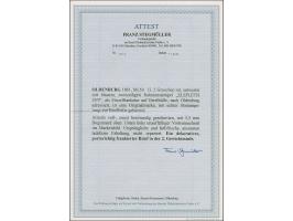 2 Gr. rot, farbfrisch und allseits voll- bis breitrandig mit 3,5 mm Bogenrand oben, sauber mit blauem Rahmenstempel “ELSFLETH