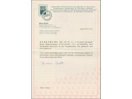 3 Gr. zitronengelb, farbfrisch und allseits voll- bis überrandig mit Teil der Nachbarmarke unten, mit blauem Rahmenstempel “S