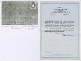 2 Gr. ultramarin mit Durchstich 10, mit blauem Rahmenstempel “APEN (16).11(67)” als tarifgerechte Einzelfrankatur auf komplet