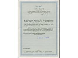 ½ Gr. rotorange, 2 Gr. blau und 3 Gr. braun je mit Durchstich 11¾ und blauem Rahmenstempel “BRAKE 3.10.” als tarifgerechte Fr