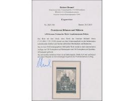 1939, Landschaften Landesmuseum Brünn 1,50K., Entwurfszeichnung, schwarzer Druck auf Büttenpapier (128x175mm), aus dem Erinne