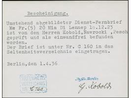 Schlangenaufdruck 20 Mrd. M. im Viererblock und Einzelmarke je mit Stempel “LENNEP 14.12.23” als tarifgerechte Mehrfachfranka