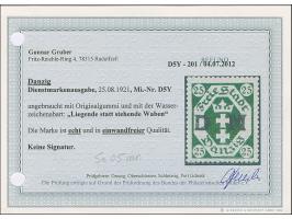 1921, DM-Aufdrucke 25 Pfennig mit liegendem Wasserzeichen, farbfrisch und gut gezähnt, sauber ungebraucht, unsigniert mit Bef