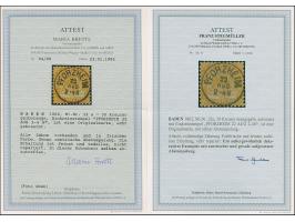 1862, 30 Kr. orangegelb, farbfrisch und einwandfrei gezähnt mit sehr klarem, zentrisch und gerade aufgesetztem EKr. “PFORZHEI