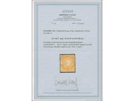 1863, Wappen ½ Ngr. gelborange, farbfrisch und allseits gut gezähnt mit fast zentrisch aufgesetztem DKr. “LENGENFELD 1…XI.67”