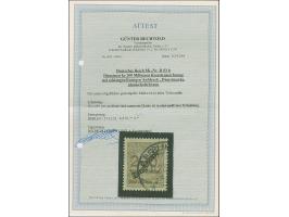 Schlangenaufdruck 200 Mio. M. (dunkel)olivbraun mit Stempel “BERLIN 17.11.23”. Die farbfrische Marke ist sehr gut gezähnt und